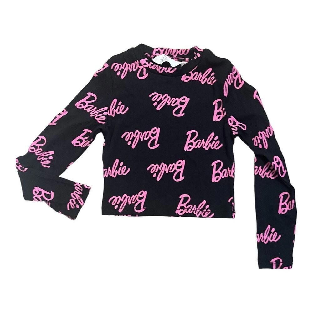 H&M Girls Barbie Printed Jersey Top‎ Size 8 Pink